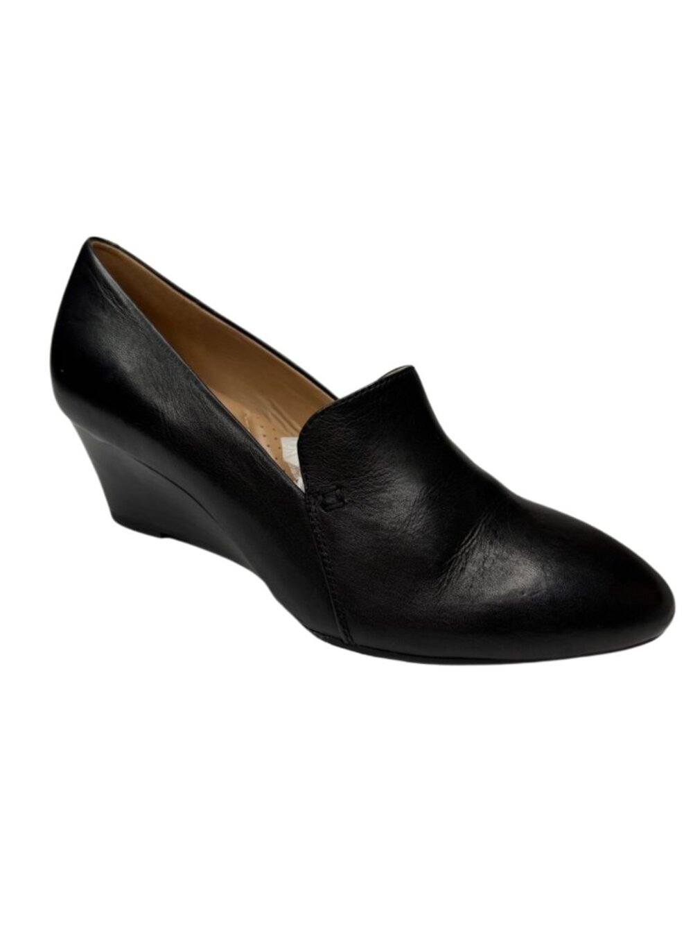 Aerosoles NIB Inner Circle Black Leather Wedge Pumps Heels Slip On Loafer Size 6 - Picture 3 of 9